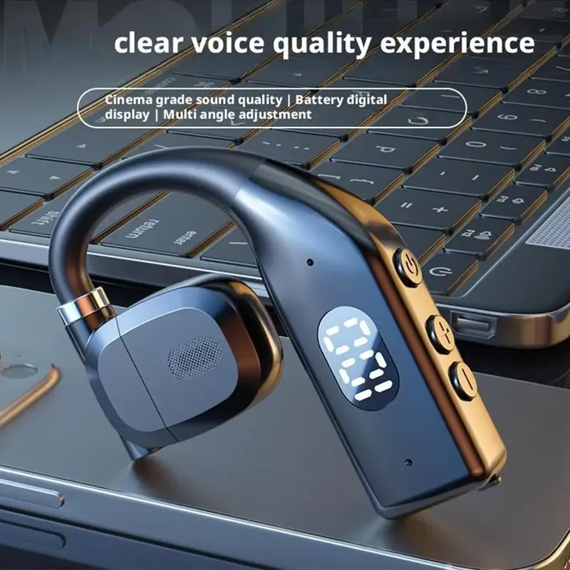 Drahtlose Bluetooth 5.4-Kopfhörer mit LED-Anzeige, Kopfhörer mit Mikrofon, Freisprech-Headset mit Geräuschunterdrückung zum Fahren von Audifonos