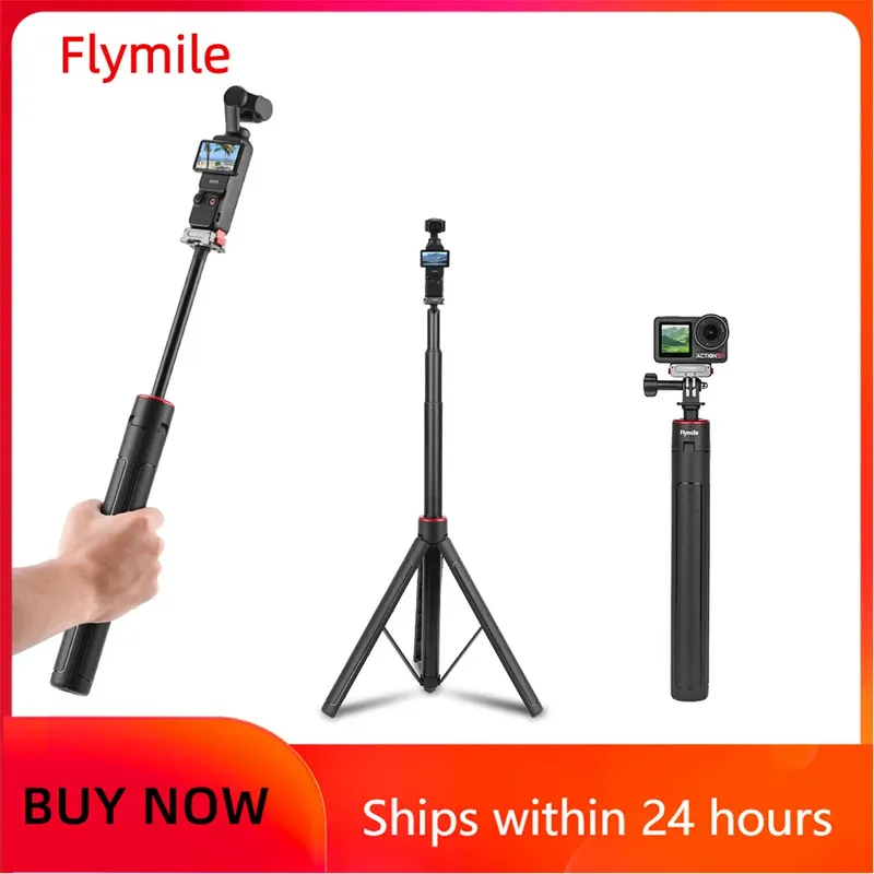 Flymile Stativ Selfie Stick Vlog Griff für DJI Pocket 3/Action 5 Pro/Insta360 X5/Gopro Zubehör 62,99/55,1 Zoll ausziehbar