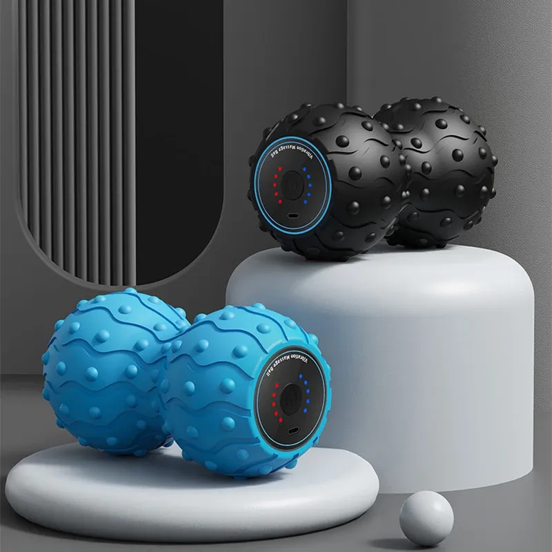 Wiederaufladbarer 5-Gang-Vibrationsmassageball, tragbares Erdnussmassagegerät, vibrierender Schaumstoffroller für Fitness, Mobilität, Yoga, Entspannung