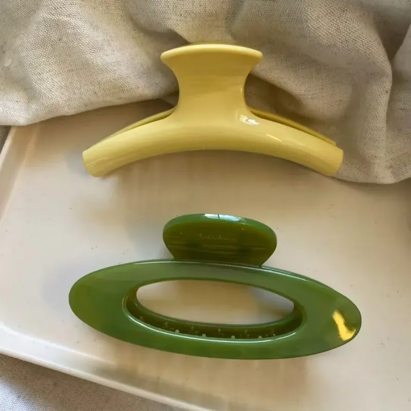 2Pcs Französisch Stil Hohl Gelee grün Geometrische Ellipse Arc Haar Clip Klaue Retro Große Shark Clip Haar Zubehör Für Frau mädchen