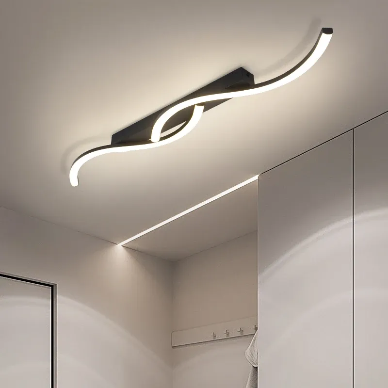 Moderne minimalistische Deckenleuchte, schwarze Aluminium-Deckenleuchte, LED-Beleuchtungskörper, spart für Wohnzimmer, Schlafzimmer, Zuhause, Innenbereich