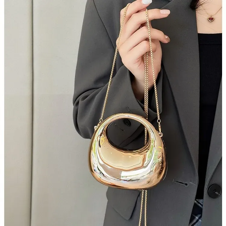 Mini goldene Abendtasche, Geldbörsen und Handtaschen, luxuriöse Designer-Umhängetaschen, lustige Form, Party, Hochzeit, glänzende Clutch aus Acryl