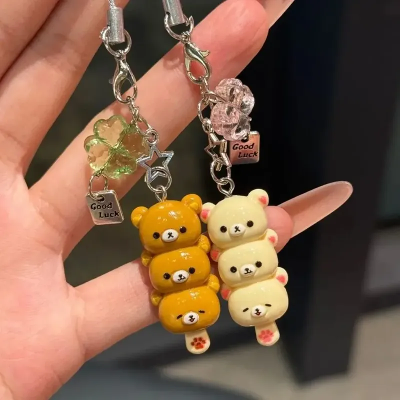 Niedlicher Bär Handyanhänger Anhänger Kawaii Anime Schlüsselanhänger Zubehör für Schlüssel Schultasche IPhone17 Pro Max Airpods Ins
