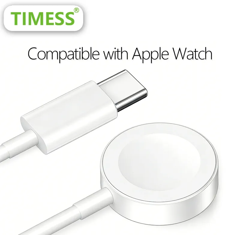 TIMESS Magnetisches USB-A-TYPE-C Uhrenladegerät für iPhone Watch Series Ultra 11 10 9 8 7 6 5 Ladekabel für iWatch 4 3 2 1 SE