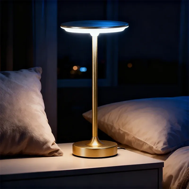 USB wiederaufladbare LED-Tischlampe, dimmbares kabelloses Nachtlicht mit Touch-Steuerung, tragbare Nachttischlampe für Schlafzimmer, Lesen, Schreibtisch, Zuhause