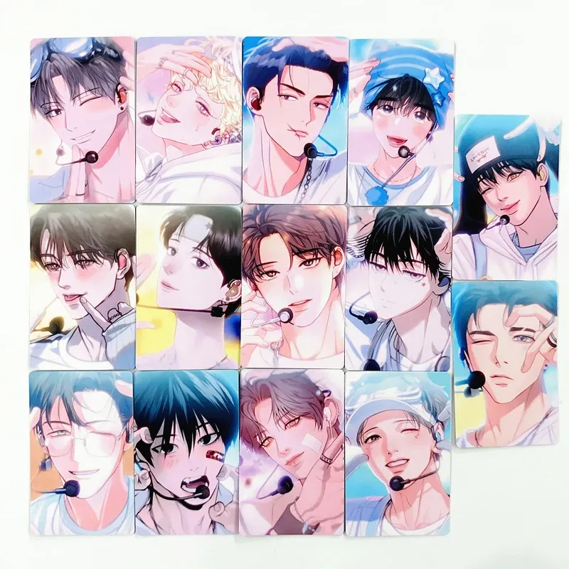 14 Stück koreanische BL Webtoon Laser LOMO Fotokarten – holografische Sammelkarten, perfektes Geschenk für Comic-Fans