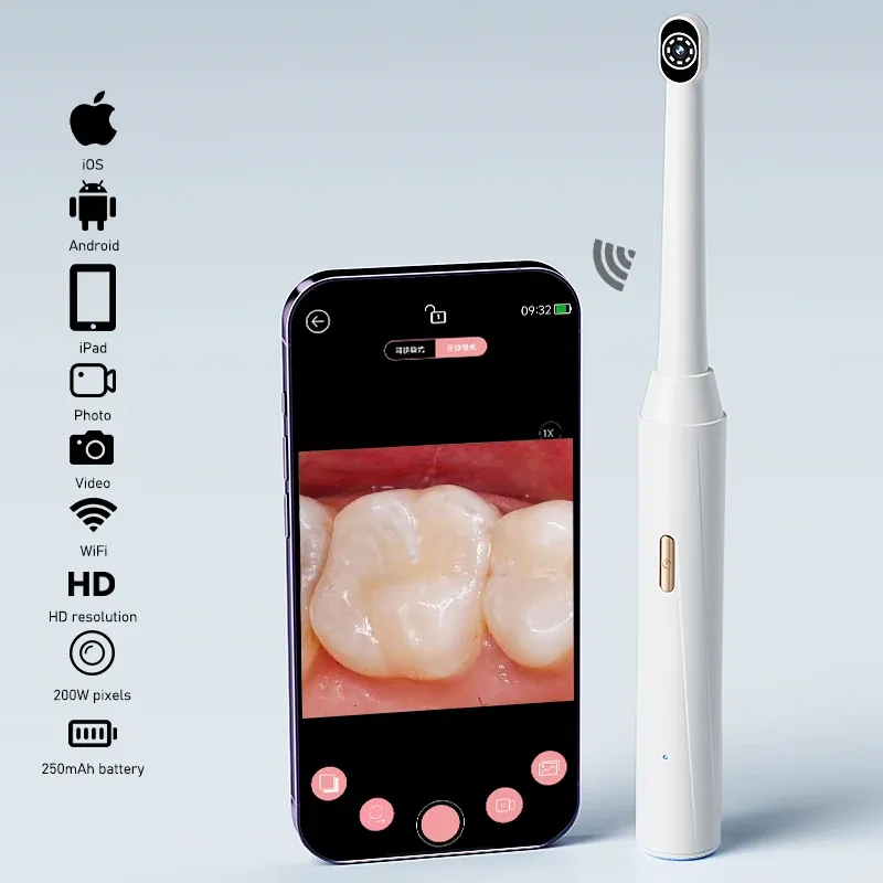 1080P HD Wireless Oral Kamera mit 8 LEDs Handheld WiFi Endoskop für iPhone Android & Typ-C Zahninspektion Zahnprüfung