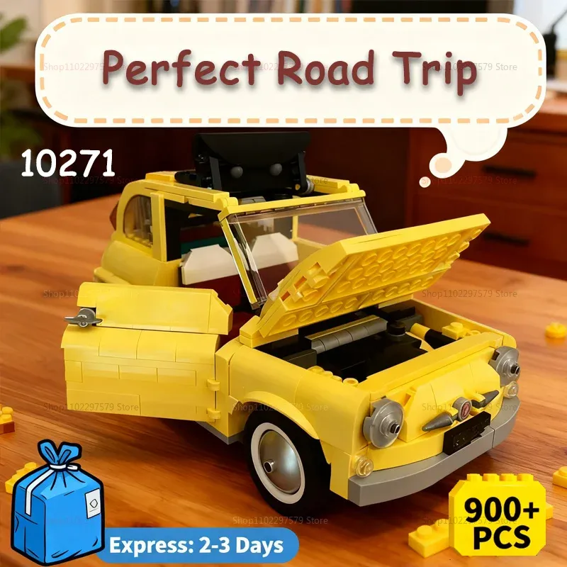 Neue 500 Modell Technische Fit 10271 Fiated 900 + Stücke Bausteine Ziegel City Auto Modell Gelb Auto DIY Spielzeug Kinder Weihnachten geschenk