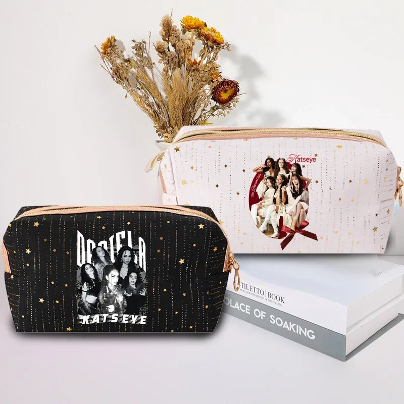 Mode K POP K-KATSEYE Make-up Tasche Heißprägen Stern Gedruckt Frau Exquisite Zipper Kosmetik Lagerung Tasche Nette Geldbörse Geschenke