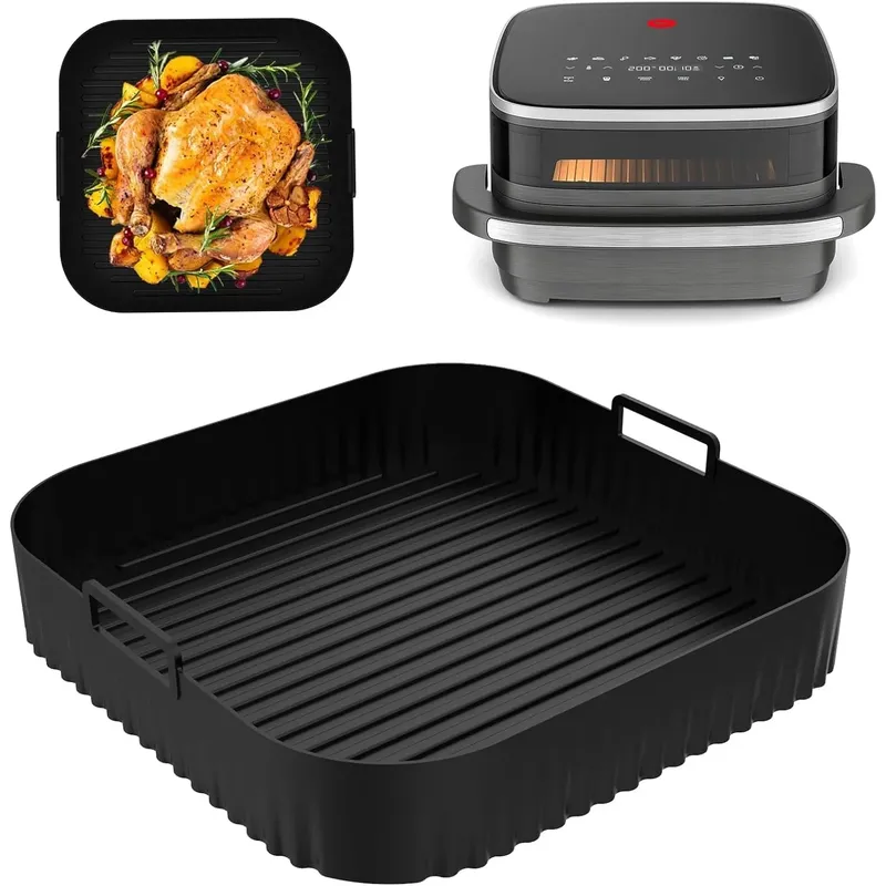 26 cm Luftfritteusen-Silikonform für Moulinex Easy Fry XL-Oberfläche, wiederverwendbar, AirFryer-Silikon-Tablett, Behälter, Zubehör, leicht zu reinigen