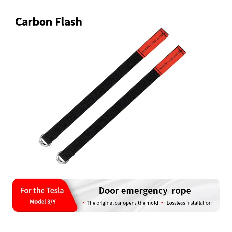Carbon Flash Für Tesla Modell 3Y Auto Tür Notfall Griff Erweiterte Manuelle Tür Release Notfall Sicherheit Pull Seil Puller Taste