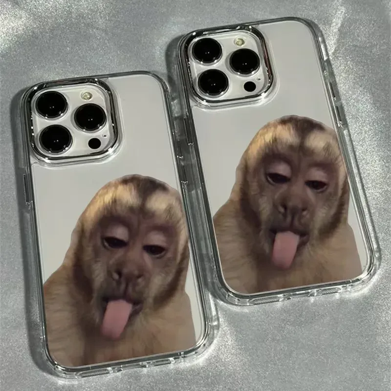 Zunge Kleben Affe Telefon Fall Für IPhone 17 Air 16 16E 15 14 13 12 11 Pro Max X XR XS 7 8 Plus SE2 Transparent Soft Cover