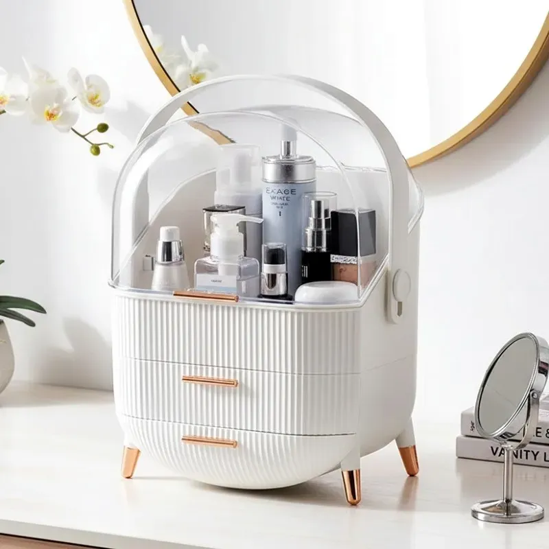 Make-up-Organizer für Badezimmer, große Kosmetik-Kosmetikkoffer, 2 Schubladen, Hautpflege-Aufbewahrung, Heim-Hautpflege, Make-up-Aufbewahrungsschublade