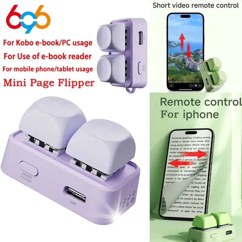 Neue leichte kabellose Blue Tooth-Fernbedienungstastatur mit zwei Tasten, Seitenwender für Kobo E-Book-Reader, Handy-Tablet