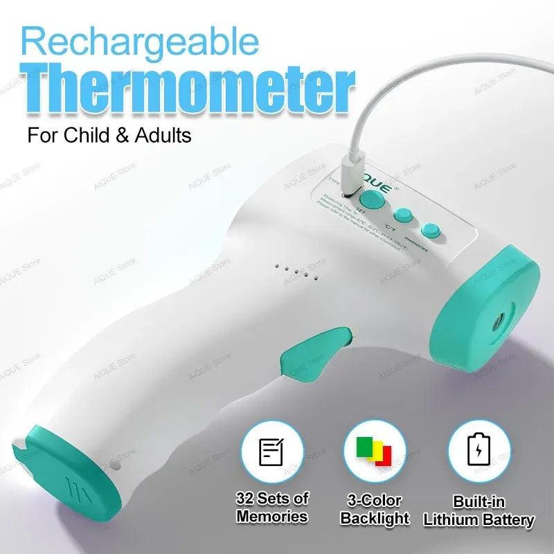 AiQUE Wiederaufladbares Digital ℃ ℉   Thermometer Fever LED Temperatur Infrarot Medizinisches Pyrometer Kaltes IR-Temperatur für Kinder Erwachsene