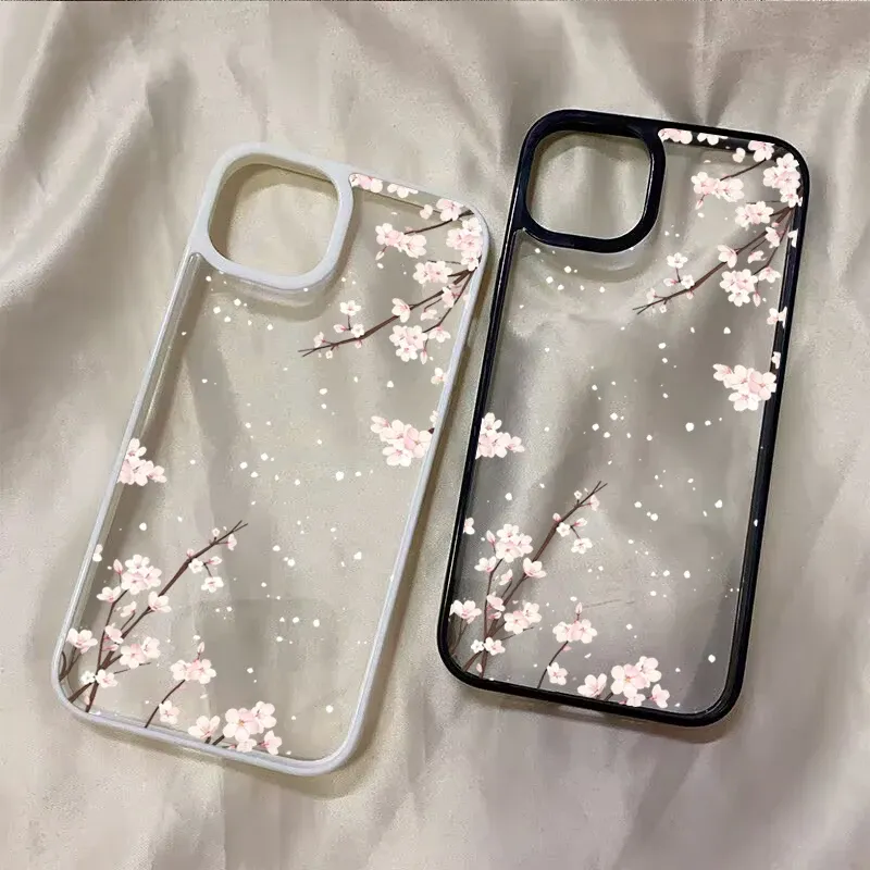 Kirschblüten-Blumen-Handyhülle für iPhone 11 12 13 14 15 Pro 16 17 Pro Max 16E Air X XR XS 7 8 Plus SE 2022 stoßfeste Abdeckung