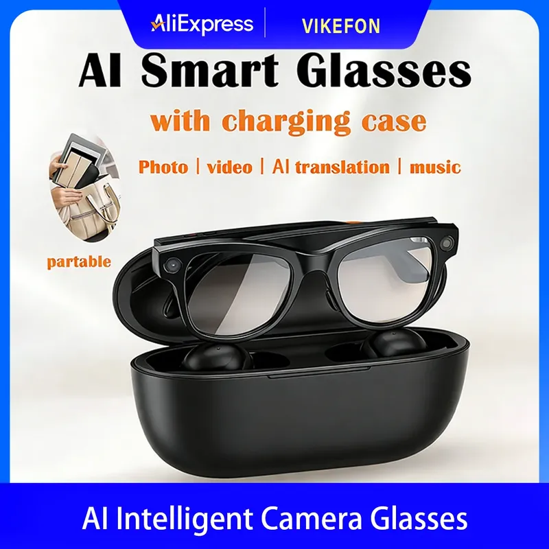 AI Smart Glasses GPT-Kamera 4K HD Multifunktionales 3-in-1-Objektiv Bluetooth-Anruf 3600 mAh Akku Sprachassistent-Steuerungssonnenbrille