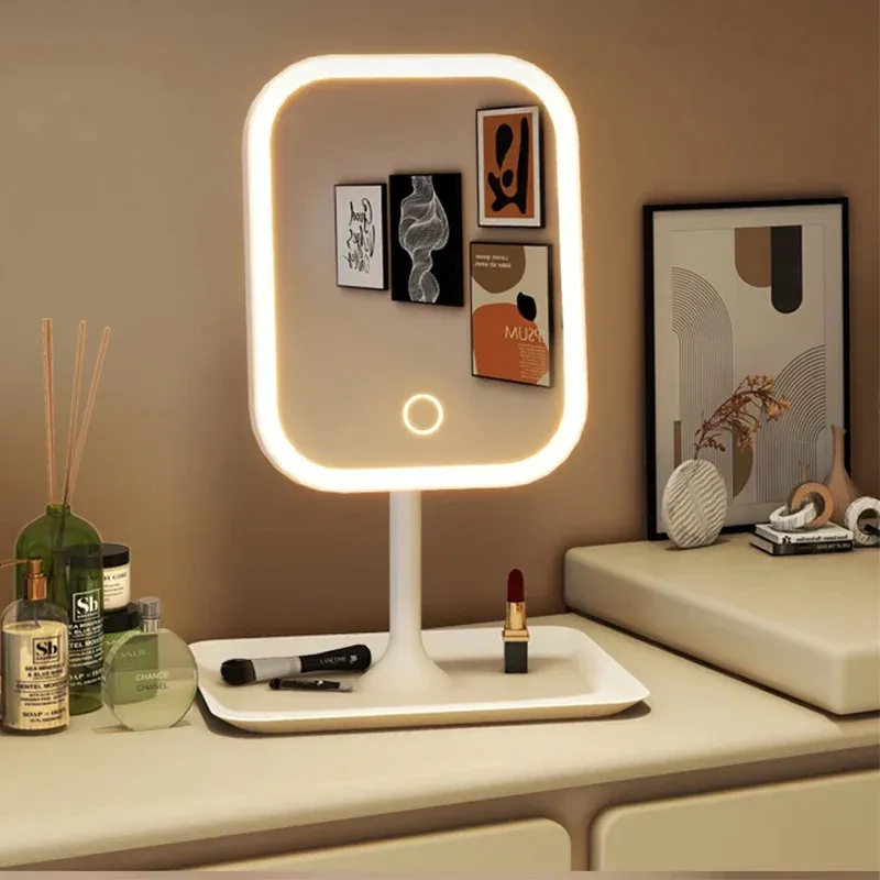Neuer wiederaufladbarer LED-Kosmetikspiegel mit 3-Farben-dimmbaren Lichtern – tragbarer Kosmetikspiegel mit Touch-Steuerung für Zuhause und Reisen