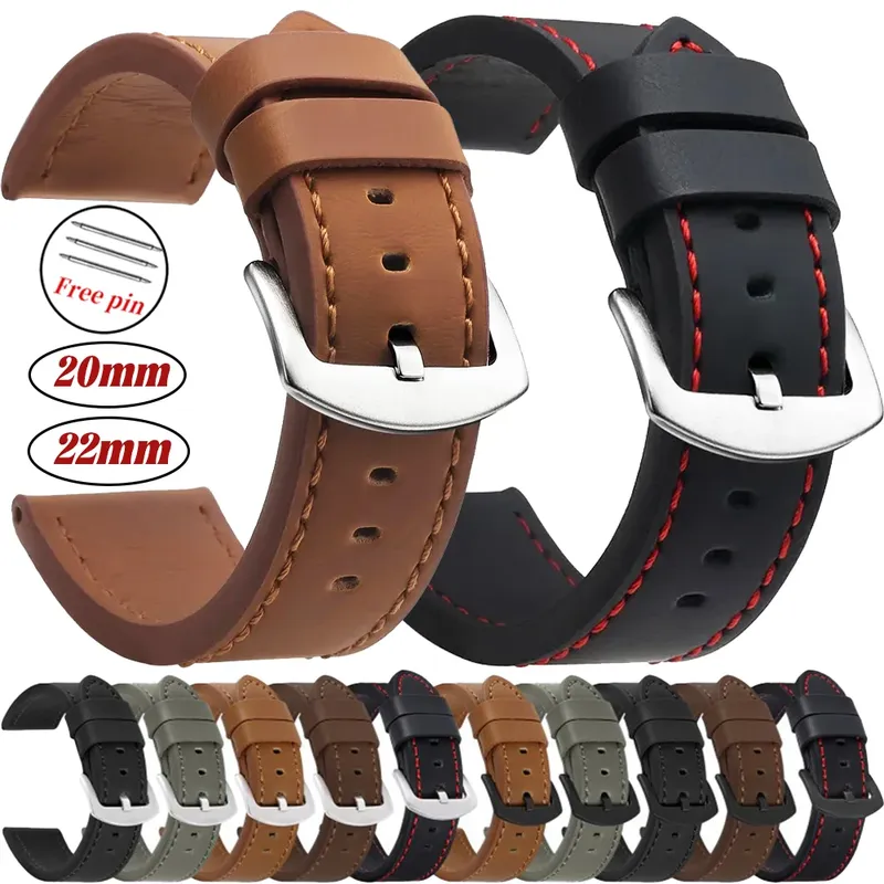 20 mm 22 mm Leder-Uhrenarmband für Samsung Galaxy Watch 7, 6, 5, 4, modisches Sport-Vintage-Uhrenarmband für Huawei Watch GT 2 3 Armband