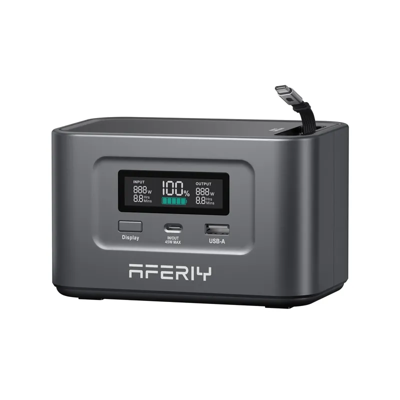 AFERIY Nano100 100 W 99,2 Wh tragbares Kraftwerk, LiFePO4-Akku, 1,5 Stunden Schnellladung, Dual 100 W PD, mit Typ-C-Kabel