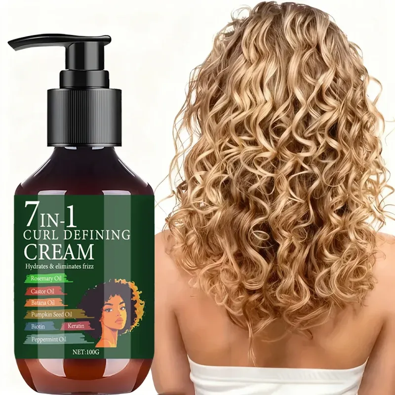 7-in-1 Locken-Definiercreme 1+1 Packung 100g mit Biotin, Keratin, Kollagen, Vitamin C, feuchtigkeitsspendend, Anti-Frizz, Haarstyling, günstiges Angebot