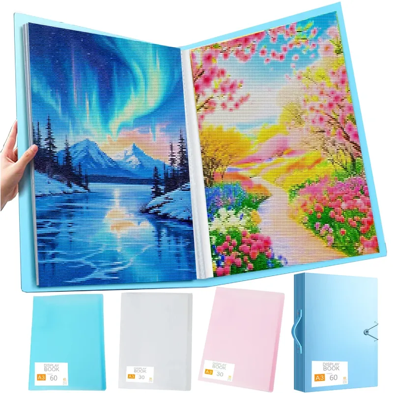 30-seitiges Aufbewahrungsbuch für Diamantmalerei, Portfolio, Präsentation, Aufbewahrungsbuch, transparente Taschen, Ordner, Fotoalbum, Schreibwaren-Werkzeug
