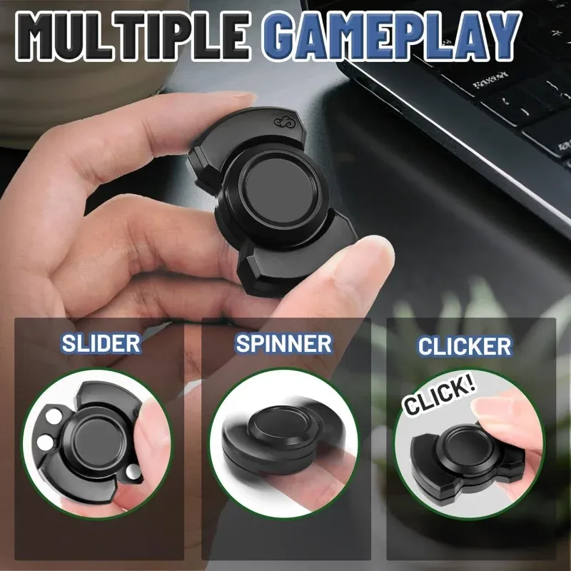 3-in-1 Fidget Spinner Spielzeug für Erwachsene Metallschieber Clicker Spinner Magnetisches EDC Gadget Geschenke Stress Angstlinderung ADHS Autismus