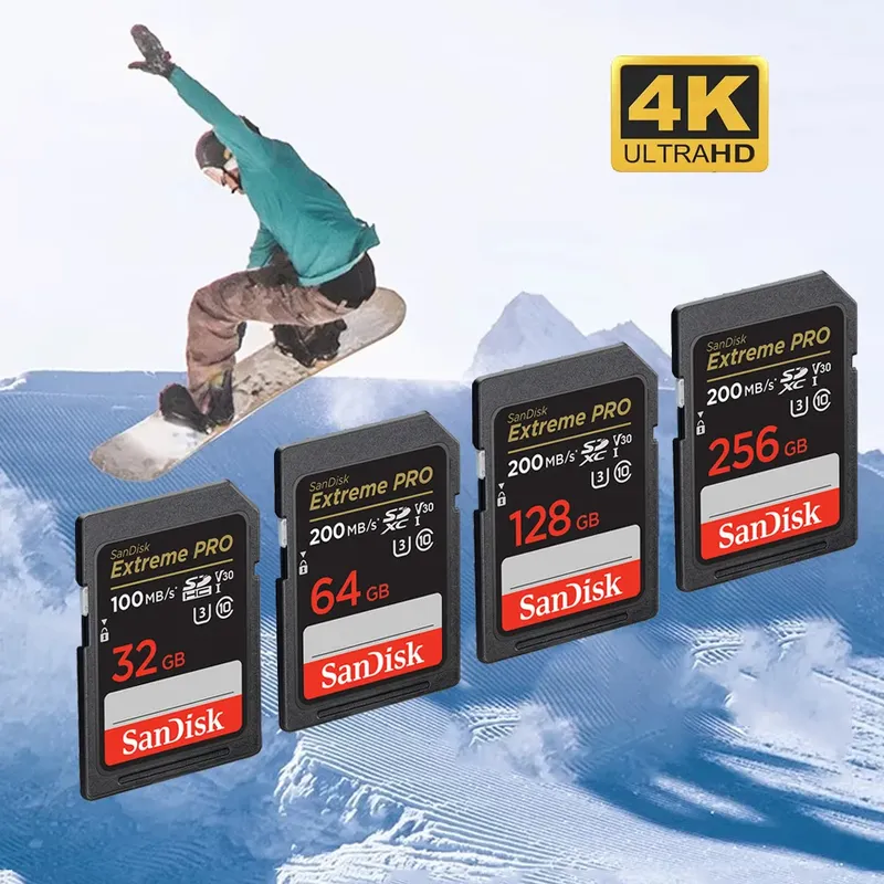 SanDisk Ultra/Extreme/Extreme PRO UHS-I-Karte 32 GB 64 GB 128 GB 256 G SD-Karte C10 Flash-Speicherkarte SD U3 4K V30 Karten für Kamera