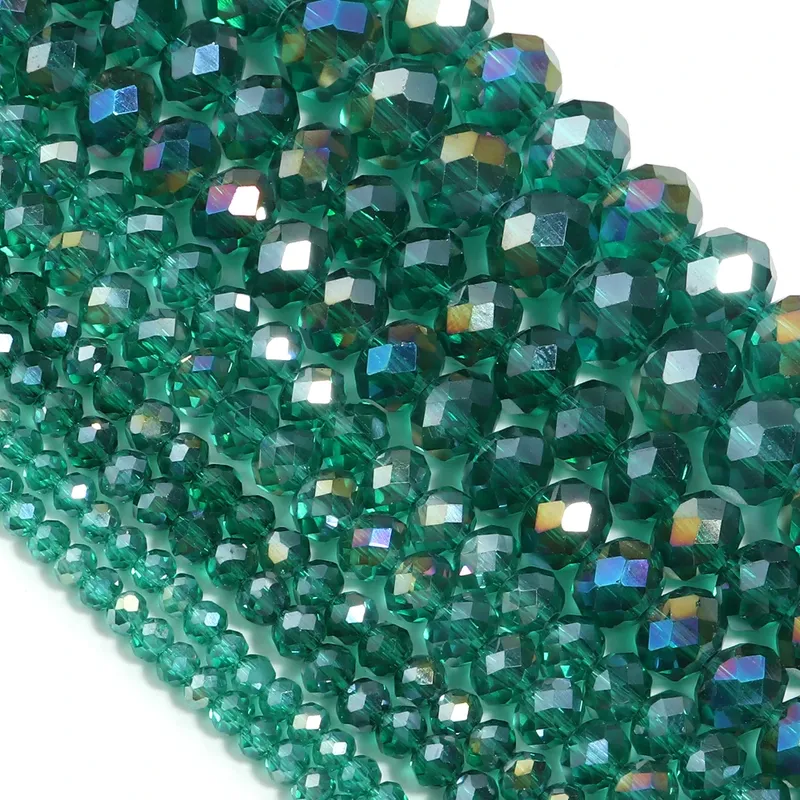 3/4/6/8/10mm Grün AB Österreichischen Kristall Glas Flache Runde Spacer Perlen Für Schmuck Machen DIY Armbänder Halsketten Zubehör