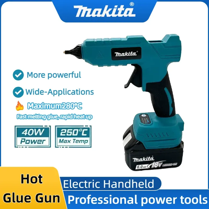 Makita Cordless Elektrische Handheld Heißkleber Pistole Reparatur DIY Werkzeug Hot Melt Schweißen Heißluft Pistole Anti-verbrühen Düse für 20V Batterie