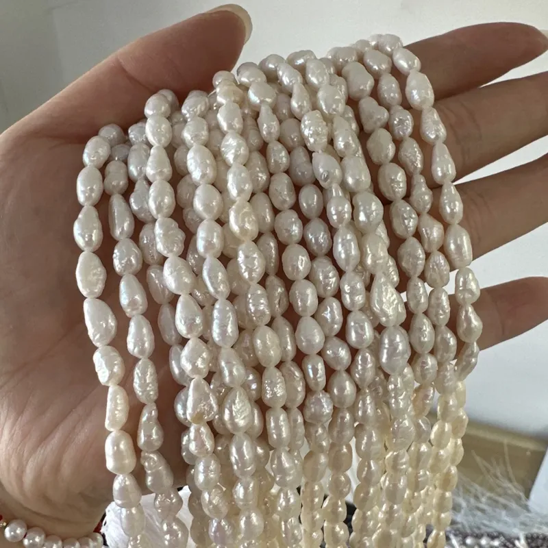 Eine 4,5–5,5 mm unregelmäßige barocke natürliche Süßwasserperlen, halbfertige Perlen für Schmuckherstellung, DIY-Halskette, Armband, Zubehör