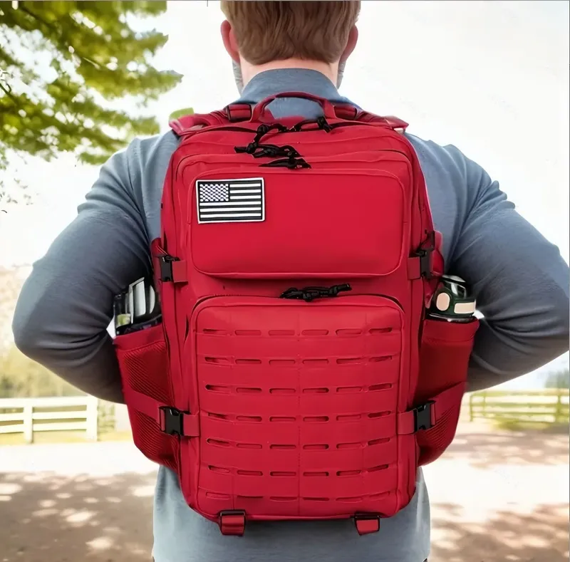 25L/45L Taktischer Rucksack Outdoor für Damen/Herren Laser Cut Molle Wandern 3Tagesrucksack Schultasche Gym Rucksack mit Dual-Getränkehalter