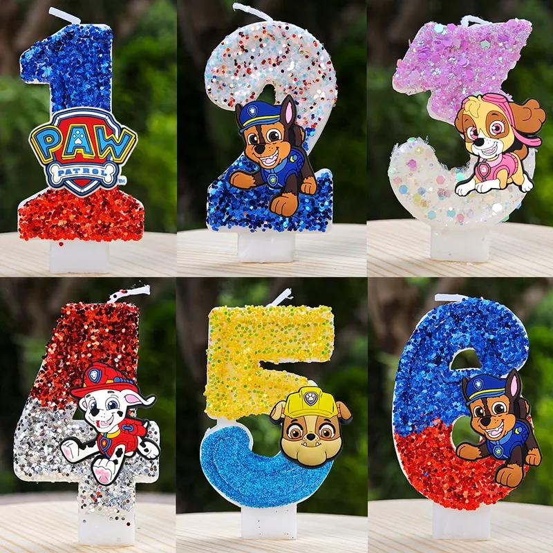 Paw Patrol Kerze 0-9 Zahlenkerze Paw Patrol Cartoon Charakter Party Kuchen Plug-in Geburtstagstorte Dekoration Babyparty Geschenk