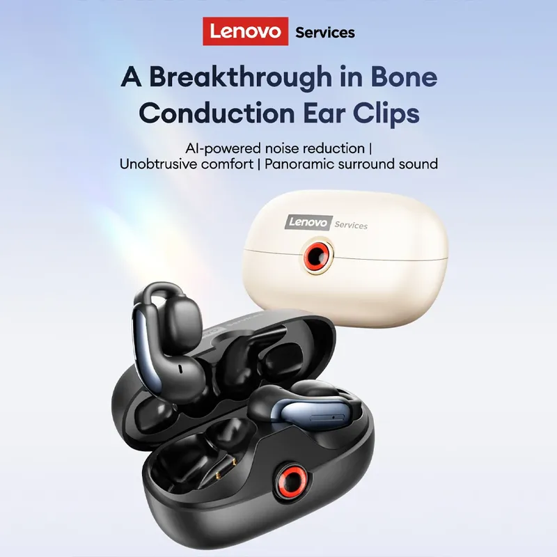 Lenovo LES-108 Knochenleitung TWS Ohrclips Kopfhörer Drahtlose Bluetooth V6.0 Ohrhörer Sportkopfhörer Al Call Noise Reduction