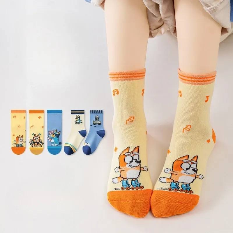 5 Stück Bluey Bingo Mode süße Socken Anime Charaktere Männer und Frauen Outdoor Radfahren bequeme Socken Geburtstagsgeschenke