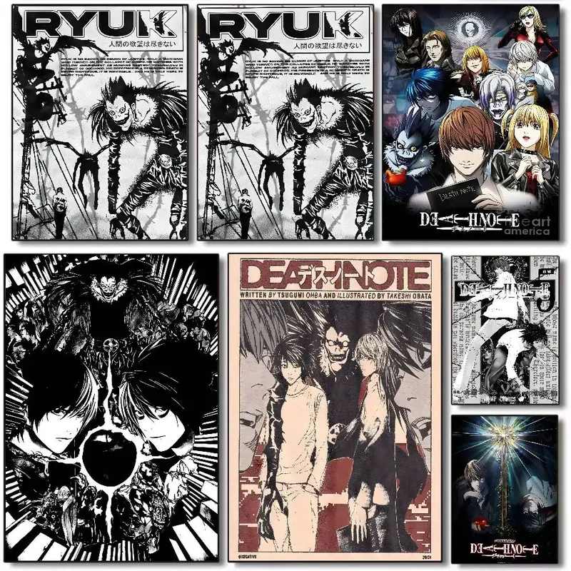 Anime Death Note DN L Klassische Vintage Posterkunst HD Leinwand erweiterte ästhetische Druckpapier Wandkunst für Wohnzimmer Home Decor