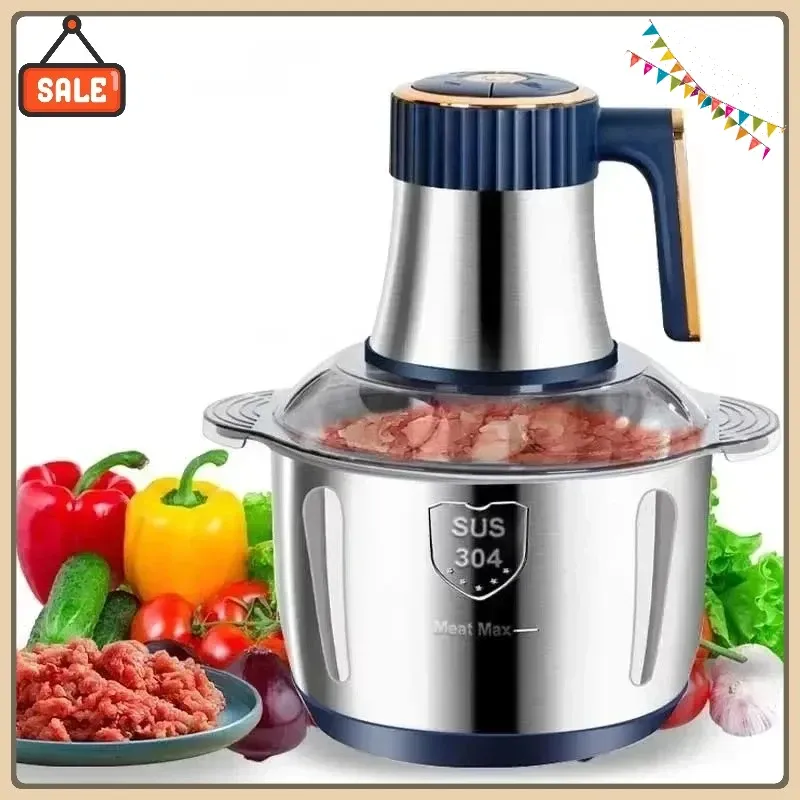 Elektrische Fleischwölfe, 5 l, Lebensmittelzerkleinerer, Edelstahl, multifunktionaler Gemüseschneider, Prozessor, Zerkleinerer, Küchenmixer