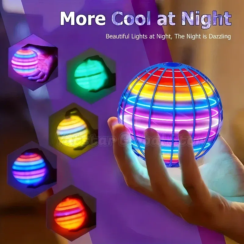 LED Light Up Flying Orb Boomerang Toys Magic Hover Ball Drone Fly Nova Spinner – Fidget Stress Relief Toy Geschenke für Kinder Familie