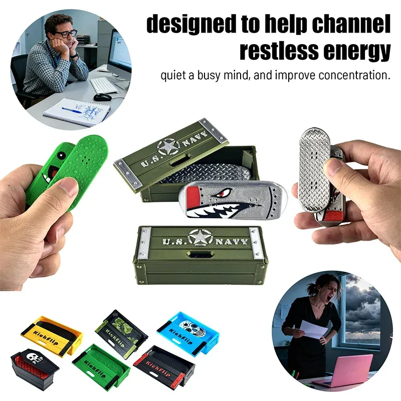 Griffbrett Hindernisse Flipping Fidget Toy für Erwachsene Magnetik Finger Board Skateboard Slider Fidget Storage Crat Tragbares Spielzeug