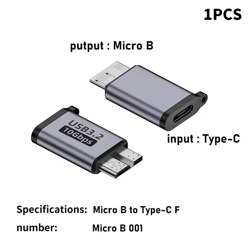 USB 3.0 Micro-B auf Typ-C-Buchse – USB-C-Konverter für den externen Festplattenanschluss von Festplatten/SSD