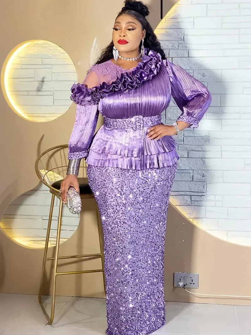 Plus Size Afrikanische Partykleider für Frauen Dashiki Pailletten Maxi Langes Kleid Elegante Türkei Muslimische Hochzeit Abendkleid 2026 Neu