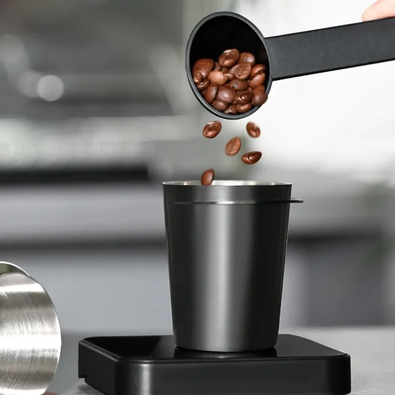 Kaffee-Dosierbecher, 51/58 mm, Kaffeebohnen-Messbecher, 304 Edelstahl, Ersatz für Café-Barista-Werkzeug für Espressomaschine