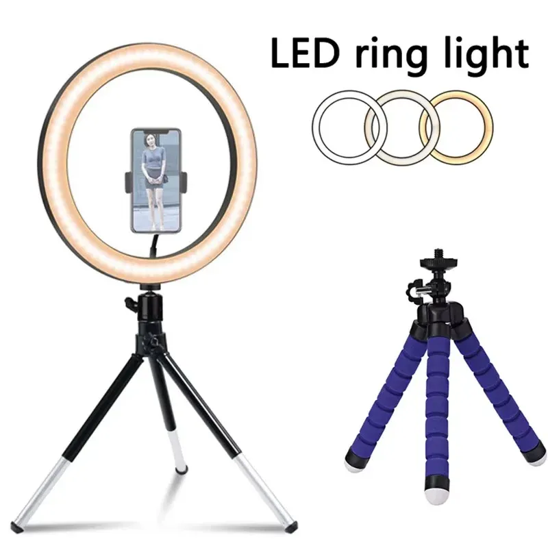 Selfie Video Licht Selfie LED Ring Licht Dimmbare Runde Ring Füllen Lampe Mit Ständer Stative Für Telefon Video Live Kamera Beleuchtung