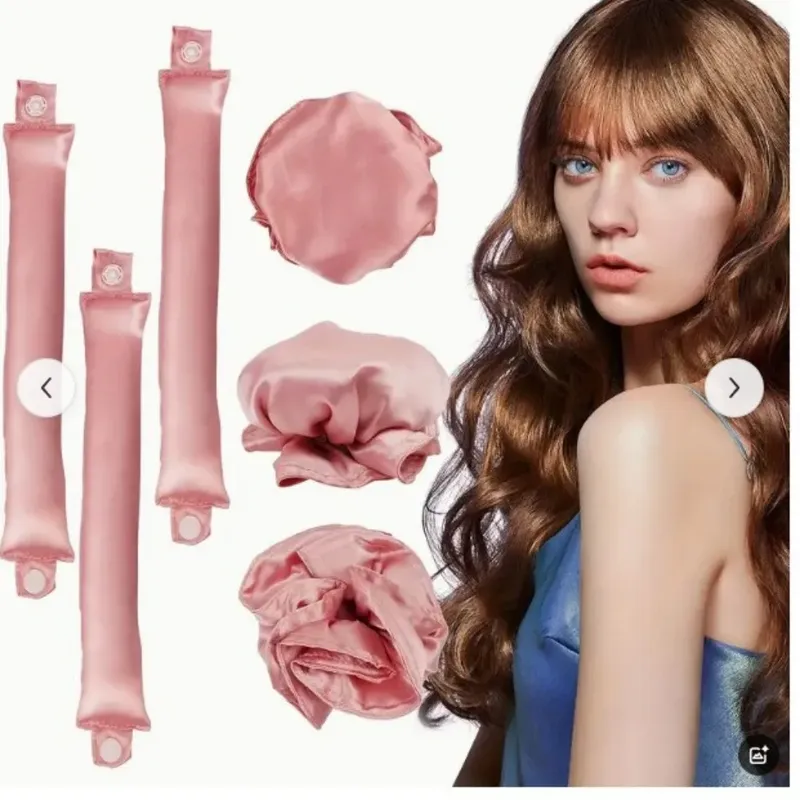 2/4/6 Stück Satin Heatless Curling Set Overnight Curl Blowout Stangen Weiche Lockenwickler zum Schlafen in Dutt Bons Heatless Curls Bonnet Cap