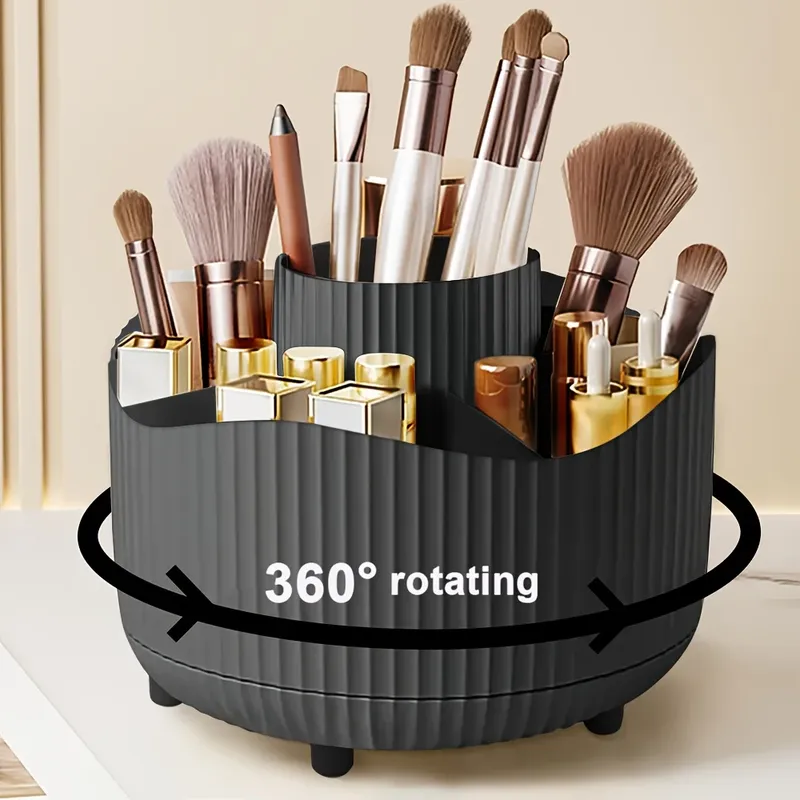 360 °   Rotierender Make-up-Pinselhalter, 5-Slot-Kosmetik-Organizer für Nagellack, Hautpflege, Parfüme, Desktop-Waschtisch, Aufbewahrung, Badezimmer
