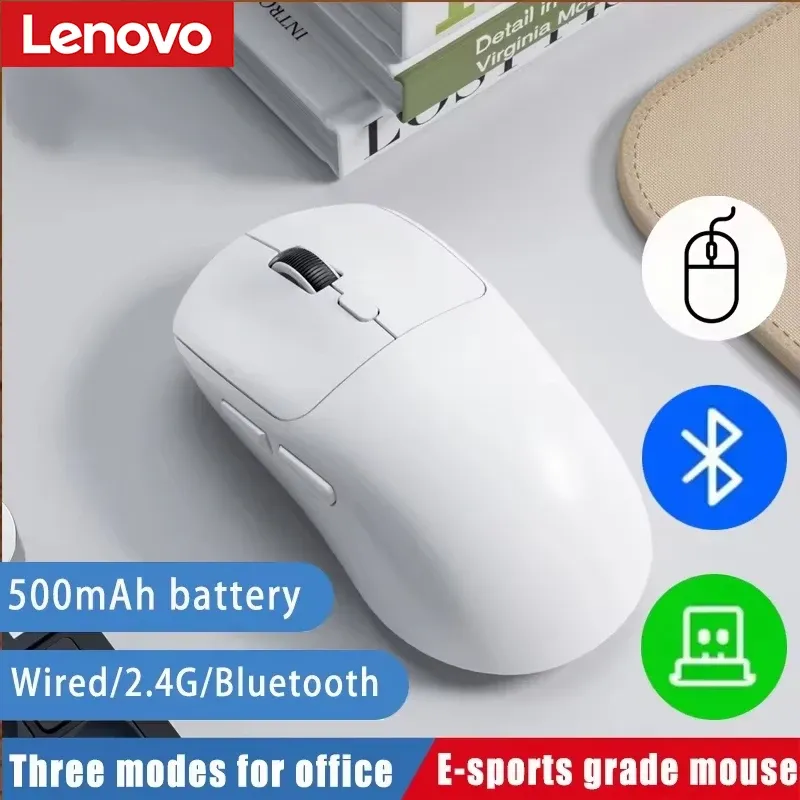 Lenovo Maus, Bluetooth, 2,4 G, kabellos, drei Modi, wiederaufladbar, ergonomisch, für Büro, Gaming, tragbare Mäuse für iPad, PC, Laptop-Maus ﻿