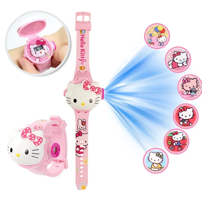 Cartoon Hallo Kitty Kinder Uhr für Mädchen Spielzeug Neue My Melody Kuromi Projektion Kinder Uhren Student Geschenk Digitaluhr