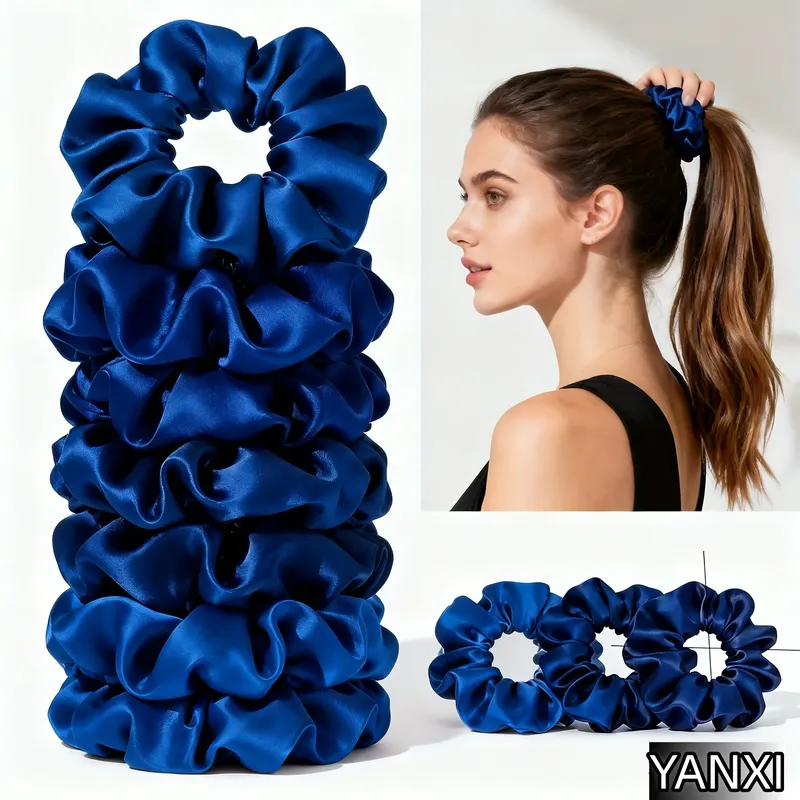 12/24 stücke Einfarbig Satin Haarband Set Für Frauen Elastische Krawatten Geeignet Pferdeschwanz Casual Zubehör Kopfbedeckungen Nette