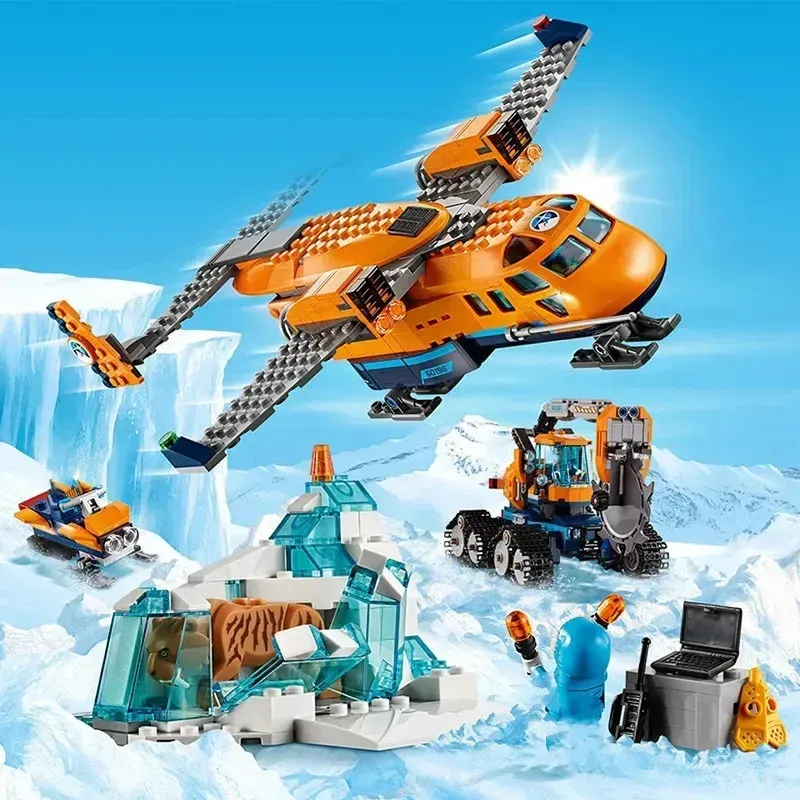 Dritte Taraf Kompatibel MOC Sets Stadt Serie Arctic Supply Transport Flugzeug Flugzeug Bausteine Kinder Geschenk Montage Spielzeug