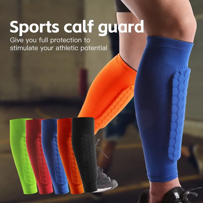 1 PC Beinmanschetten Schienbeinschoner Stoßfeste Waben-Nylon-Stützsocke Schienbeinschutz Fußballausrüstung Fußballschilde Sport-Leggings